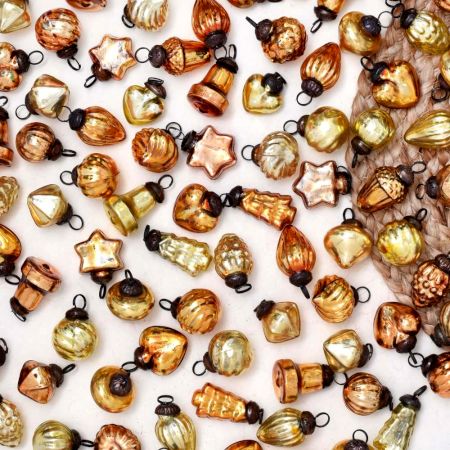 25 Pieces Amber and Gold Christmas Ornaments - Vintage Golden Christmas Tree Ornaments